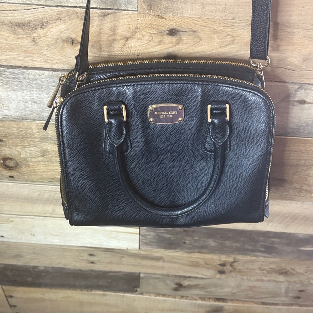 Michael Kors Black Leather Satchel Bag